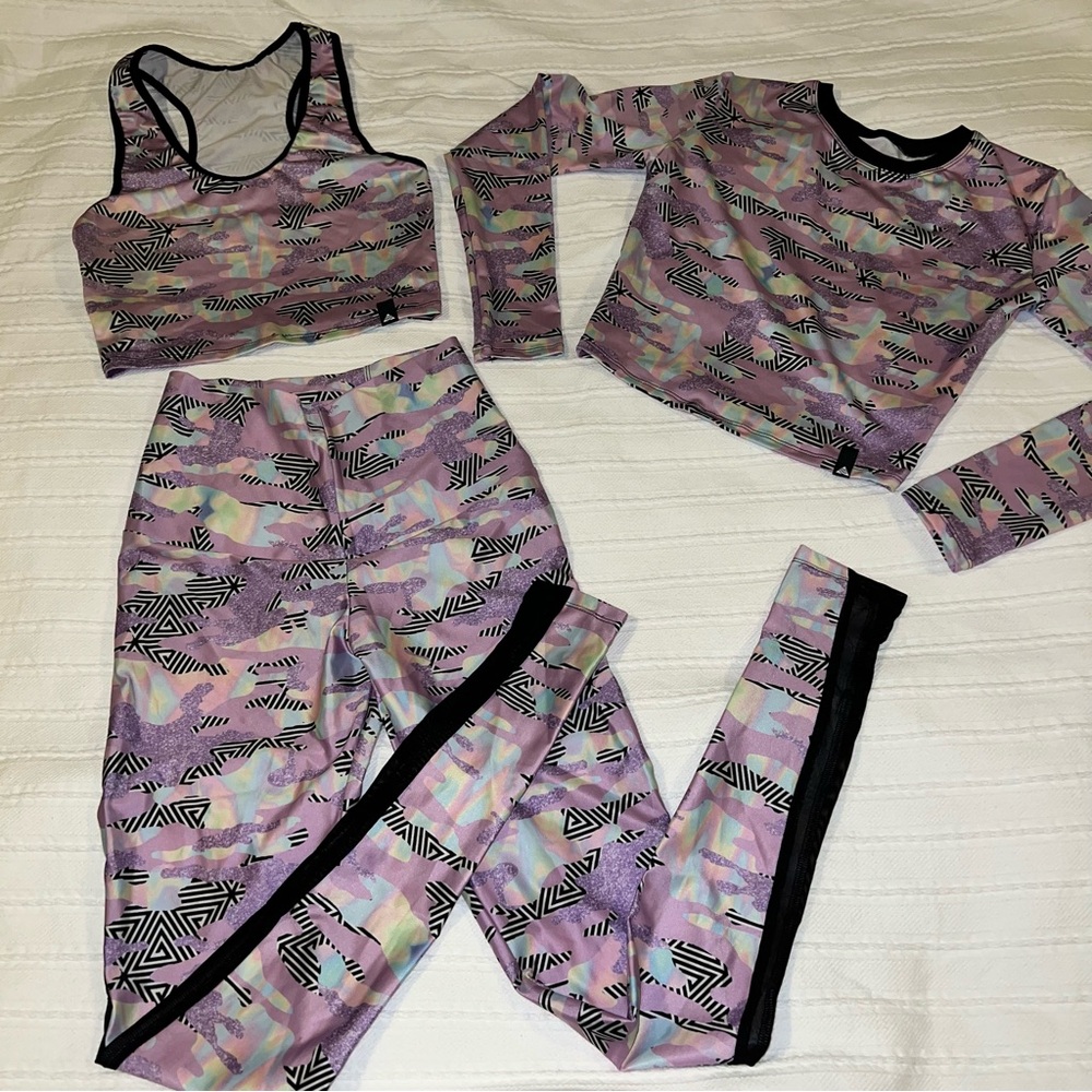 Teen WORKOUT SET Pastel Camo Zebra Geometric Activewear